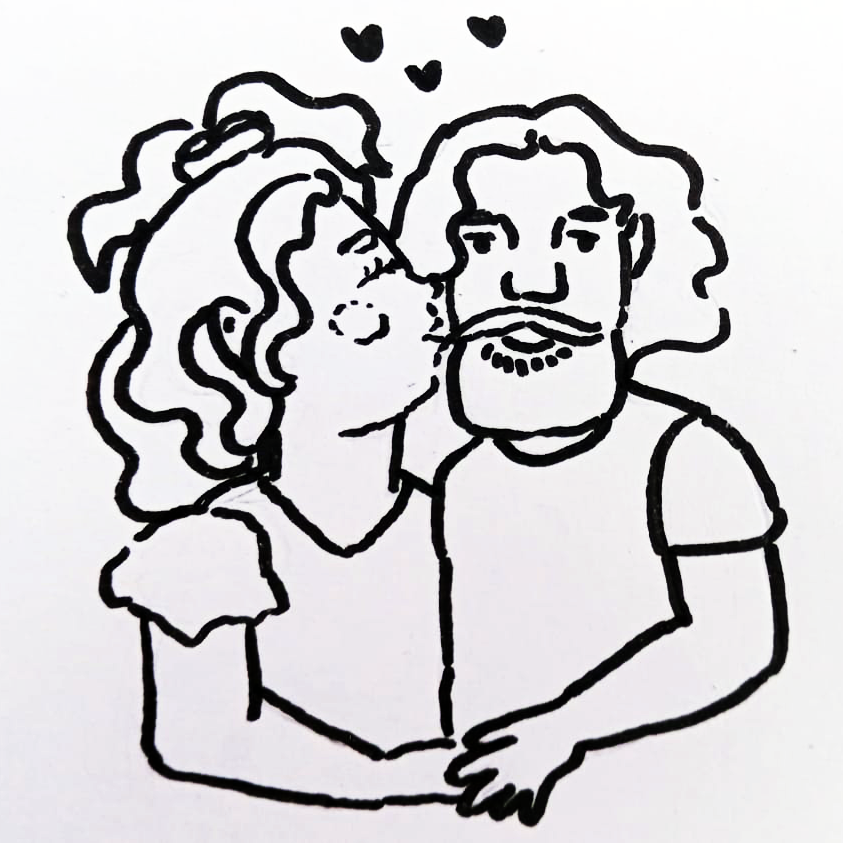 a drawing of me kissing my metaleiro boyfriend