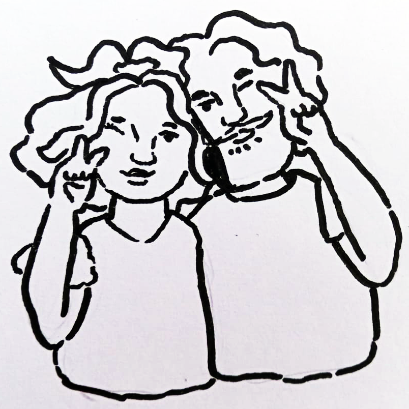 a drawing of me and my metaleiro boyfriend posing to a picture together